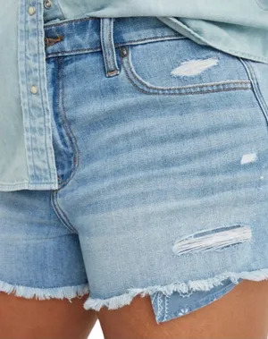 aerie Daydream Light Blue Distressed Denim Shorts thumbnail 1