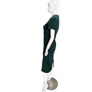 Country Wear Petite Casuals Green Faux Suede Embroidered Midi Sheath Dress PM thumbnail 3