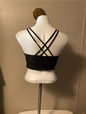 Women's Black Scoop Sports Bra with Wide Support Band thumbnail 4