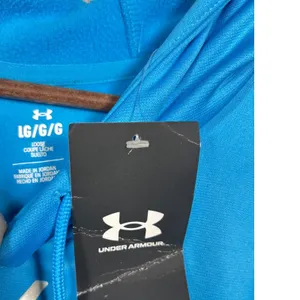 Under Armour Womens Hoodie L Loose Fit Blue Script Logo‎ Pullover Athletic thumbnail 3