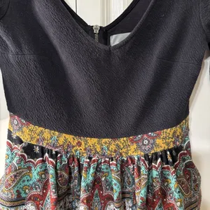 Maeve Anthropology Black Boho Paisley Dress With Half Sleeves Size 4‎ Petite thumbnail 2