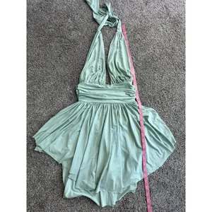 Lucy in the Sky Sage Green Halter Mini Dress with Built-In Shorts S thumbnail 4