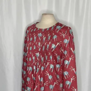 Anthropologie GEISHA DESIGNS Reindeer Deer Print Pleated‎ Top Blouse Medium thumbnail 5