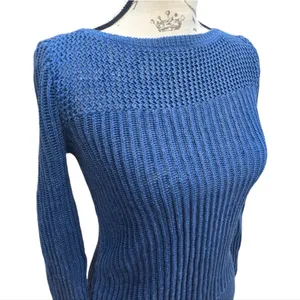 Lauren Ralph Lauren NWOT Mixed Knit Boatneck Sweater 100% Linen Steel Blue Sz XS thumbnail 5