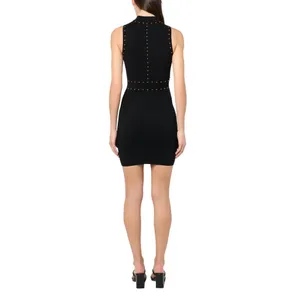 Guess Womens Sleeveless Studded Veronika Bodycon Knit Sweater Dress Jet Black L thumbnail 9
