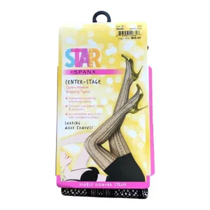 SPANX Star Power Center Stage Double Diamond Stripe Shaping Tights Black Size C thumbnail 2