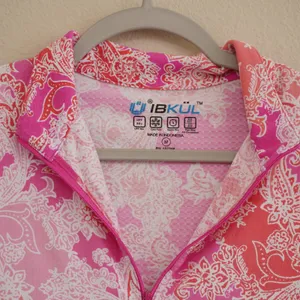 IBKUL Women's Size M Quarter Zip Sun Shirt Pink Paisley UPF 50 Activewear Sporty thumbnail 3