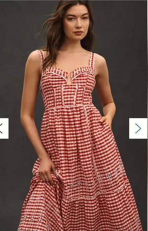 NWT Anthropologie Sleeveless Sweetheart Gingham Midi Dress thumbnail 1
