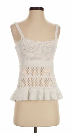 Zara Cream Knit Camisole with Ruffled Hem thumbnail 1
