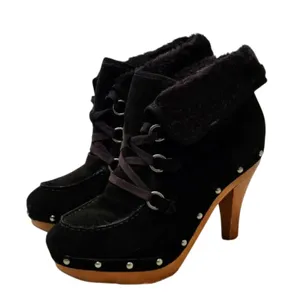 Vintage Black Guess Wooden heel booties sz 9.5 thumbnail 1