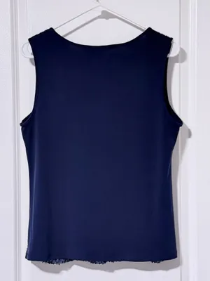 Navy Sleeveless Sequin Top Blue Size L thumbnail 5