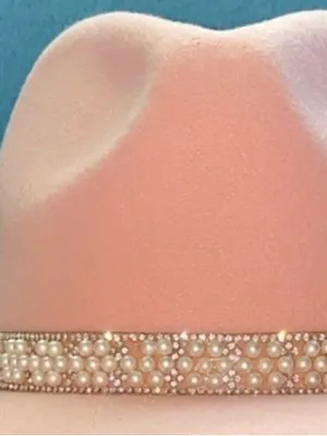 SAN DIEGO HAT CO Fedora pearl floral band wide brim blush pink felt size OSFA thumbnail 10