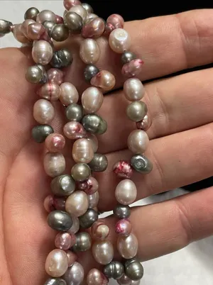 Source Unknown 2 Strand Fresh Water Pearl Necklace Pastels 18” Spring Easter thumbnail 1