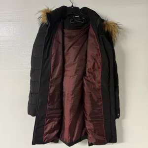 Tommy Hilfiger Coat Puffer Down Women XL Black Full Zip Faux Fur Hooded Long thumbnail 7