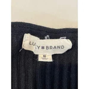 Lucky Brand Sleeveless Knit Top Size M Black Sheer Ruffle Detail thumbnail 7