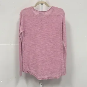 Loft Pink Textured Slub Knit Long Sleeve Crew Neck Sweater XS Pastel Casual thumbnail 2