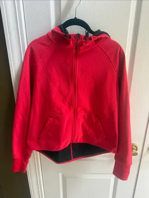 Nike Women’s  Red Hooded Jacket - Lightweight Zip Front thumbnail 1