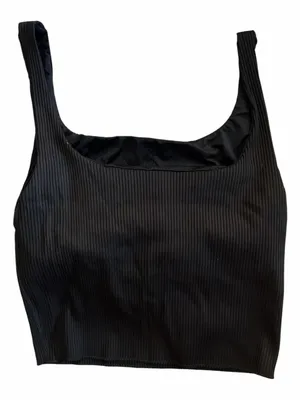 Carbon38 Black Ribbed Square-Neck Cropped Tank Top - Women thumbnail 3