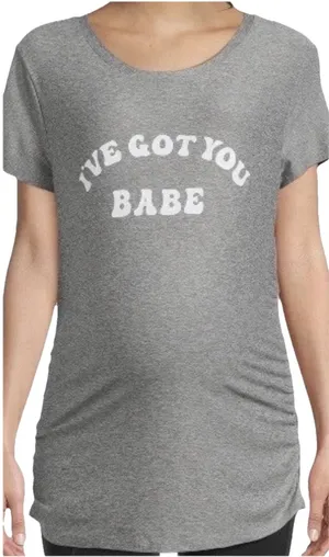 NWT Time and Tru Women's XL Gray "I've Got You Babe" Maternity Graphic Tee Shirt thumbnail 1