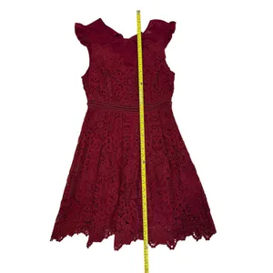 Francesca's Women's Burgundy Lace Fit & Flare Dress Size S Party Cocktail thumbnail 6