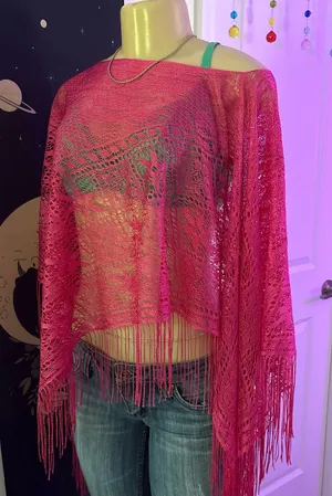 2000s Zoey Beth Pink Poncho Size 1X thumbnail 1