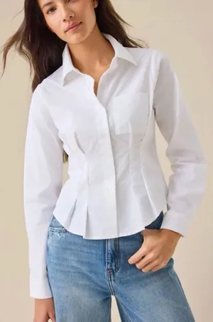 NWOT Altard state Pleated Button Up Top thumbnail 1