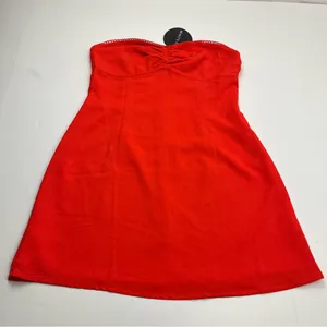 White Fox Lift You Up Strapless Mini Dress Chilli Orange Red‎ Womens Medium NEW thumbnail 1