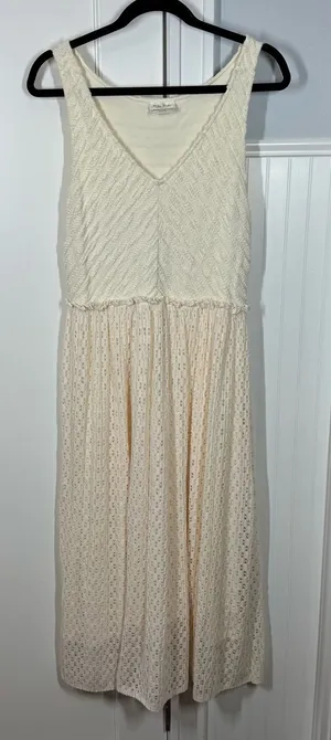 Meadow rue by Anthropologie Florence cream crochet midi dress size medium bridal thumbnail 1