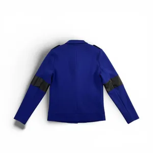 D-Signed Disney Blue & Black Faux Leather Zip Jacket Womens L 14/16 Moto Style thumbnail 3