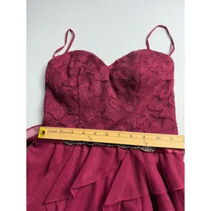 Love Reign Burgundy Lace Ruffle Beaded Waist Corset‎ Prom Party Dress Size 1 thumbnail 3