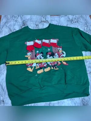 Disney Green Mickey Mouse ducks Graphic Sweatshirt winter Christmas stocking XXL thumbnail 5