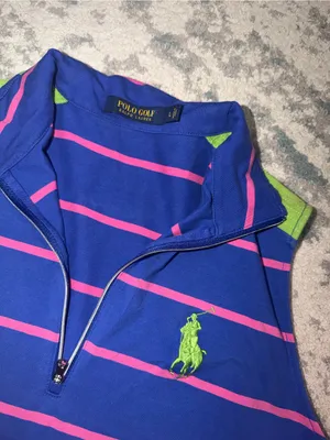 Polo Ralph Lauren Golf Women’s Sleeveless Half-Zip Striped Polo L thumbnail 4