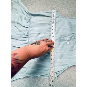 Velvet‎ Heart Peplum Tank Top Light Blue Chambray White Embroidered Stars Med thumbnail 9