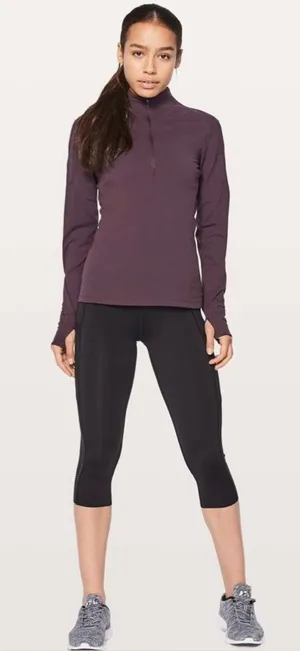 Lululemon Toasty Tech 1/2 Zip Black cherry maroon W3AXUS tech fleece size 6 thumbnail 1