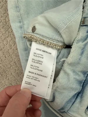 Good American Good Boy Distressed Relaxed Straight Leg Jeans Light Wash Size 31 thumbnail 10