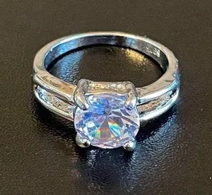 Clear cubic zirconia S925 silver ring size 6 thumbnail 1