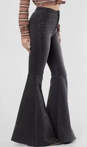 Free People Just Float On Flare Bell Bottom Jeans Size 27 Raw Hem Hippie thumbnail 1