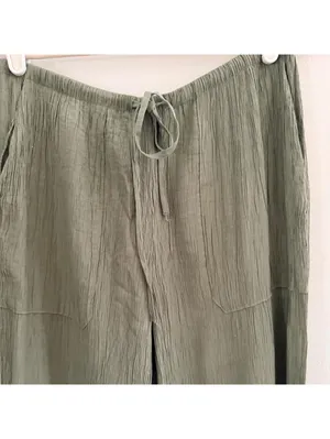 Zara Olive Green Wide Leg Textured Pants thumbnail 2