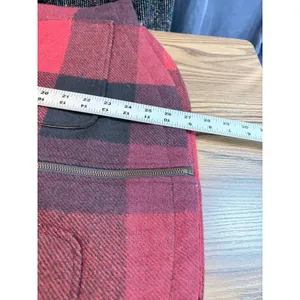 Woolrich Buffalo Plaid Wool Blend Zip Vest Red Black Women's L thumbnail 12