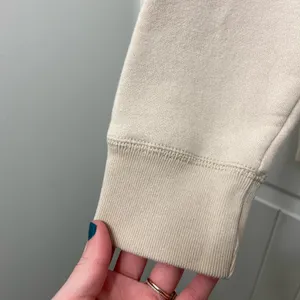 EUC Hollister Co women’s tan cream stitch decal pullover fleece lined‎ hoodie M thumbnail 2