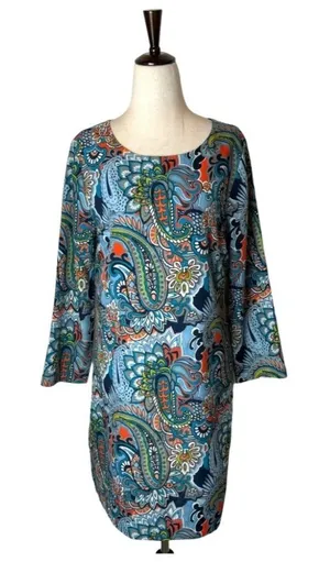 J Crew Dress Women 4 Blue‎ Jules Moonglow Paisley Gallery Boho Hippie Mini Shift thumbnail 1