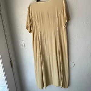 Vintage‎ Embroidered Paisley Button Front Dress Tan Beige Boho Midi L thumbnail 8