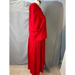 Vintage Karin Stevens Red‎ Beaded Overlay Maxi Dress 80s 90s thumbnail 7