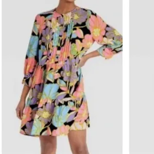Who What Wear Floral Colorful Button-Down Dress thumbnail 2
