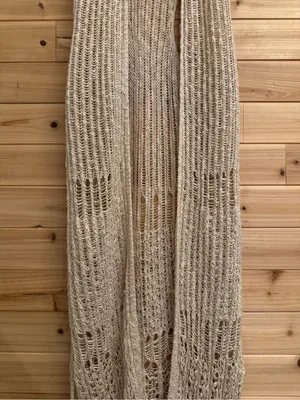 Y2K Mudd Small Crochet Open Knit Full Length Sleeveless Duster Boho Western thumbnail 5