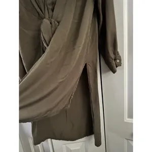 English Factory XS Olive Green Tie Front Long Sleeve Shirt Dress‎ Casual thumbnail 4