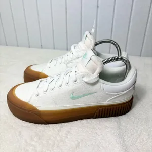 Nike Court Legacy Lift White Sneakers with Gum Soles and Mint Accents Size 8‎ thumbnail 6