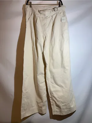 NWT Free People Cream Wide Leg Pleated Buckle Waist Trousers Pants Size 10 thumbnail 3
