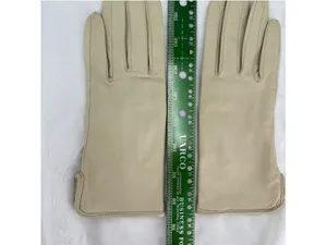 Vintage Beige Leather Gloves Preston & York Butter Soft Silk Lined Sz 6.5/Small thumbnail 6
