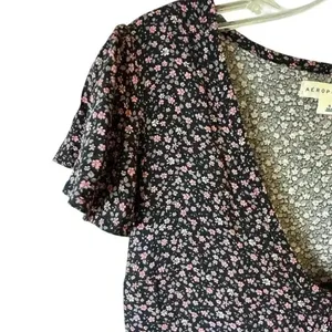 Aeropostale Women's S Floral V-Neck‎ Babydoll Mini Dress Multicolor thumbnail 8